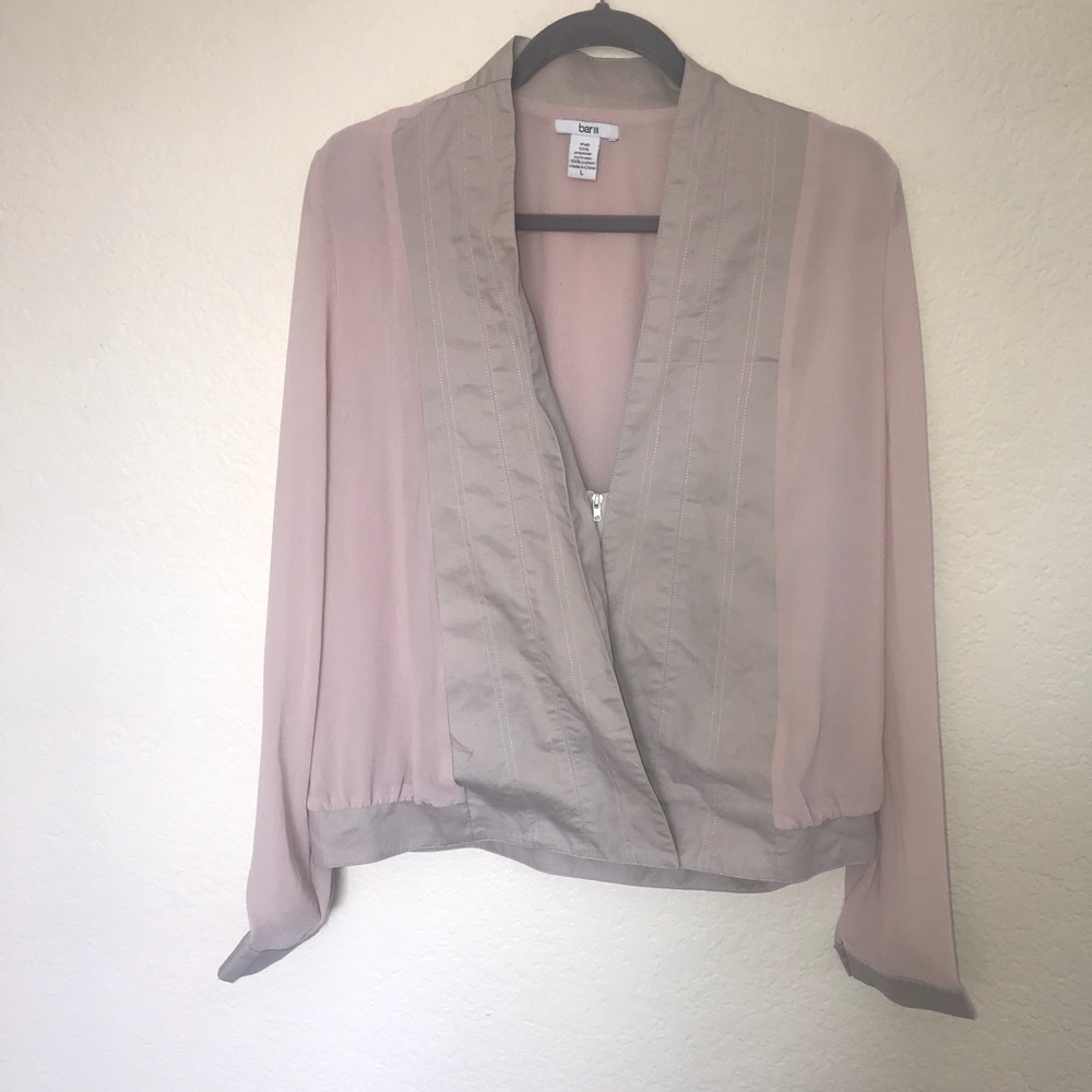 Bar III pink and nude jacket sheer sz L